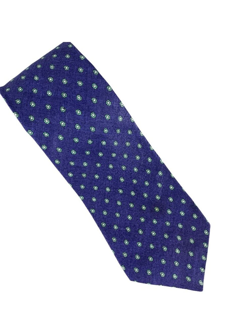 Brooks Brothers Floral Medallion Navy Linen Classic Preppy Tie Vtg Made USA W3.5